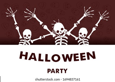 Vector illustration. Halloween Party. Cartoon character funny skeletons. Trick or treat.