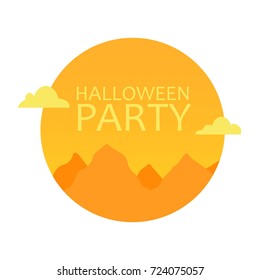 Vector illustration Halloween Party circle in yellow color