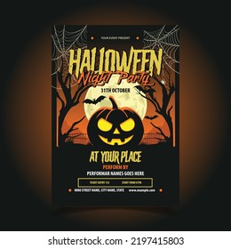 Vector Illustration of Halloween Party Flyer, Poster