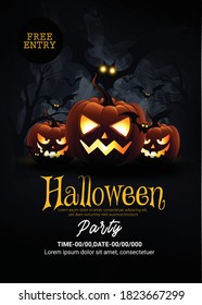  Vector illustration Halloween party poster banner