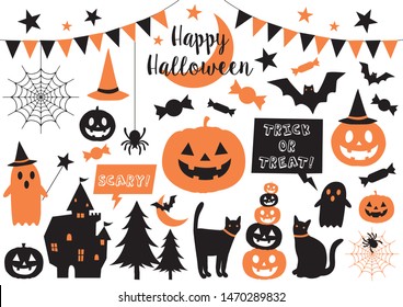 vector illustration of halloween party set