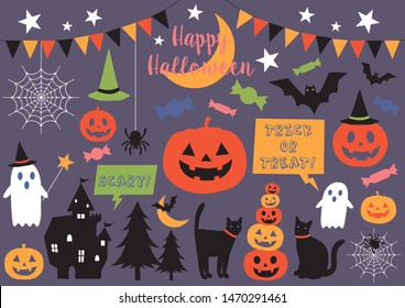 vector illustration of halloween party set