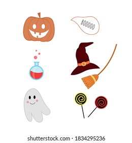 vector illustration of halloween party set