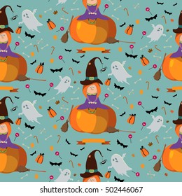 Vector illustration of Halloween pattern background