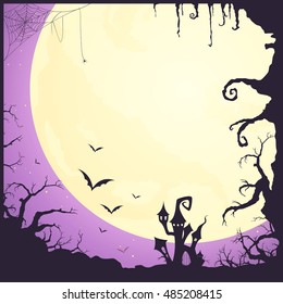 Vector Illustration of a Halloween Poster Background with Scary Castle