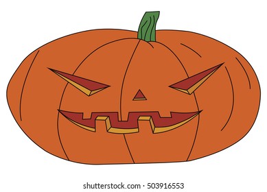 vector illustration of a Halloween pumpkin with carved scary face