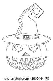 Vector illustration. Halloween pumpkin. Halloween Coloring book antistress for children and adults. Illustration isolated on white background.