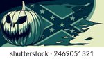 vector illustration of Halloween Pumpkin with confederate flag