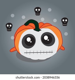 vector illustration of halloween pumpkin in costume
