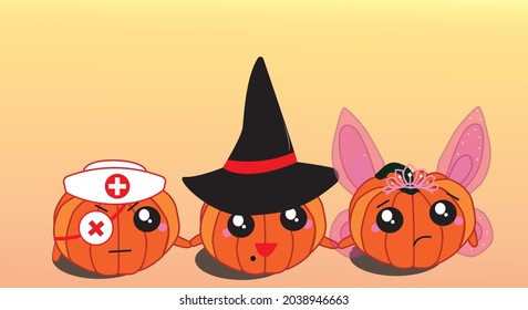 vector illustration of halloween pumpkin in costume
