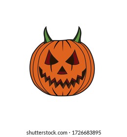 Vector illustration of a Halloween pumpkin devil character