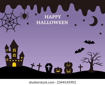 Vector illustration of Halloween pumpkin and ghost frame