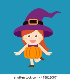 Vector illustration - Halloween pumpkin girl