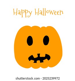 Vector illustration of Halloween pumpkin in hand drawn cartoon style on white background.
