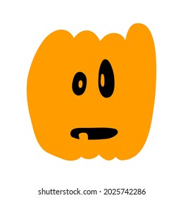 Vector illustration of Halloween pumpkin in hand drawn cartoon style on white background.