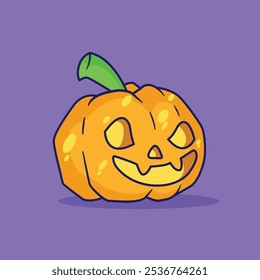 Vector illustration of a Halloween pumpkin head cute and adorable perfect for decoration