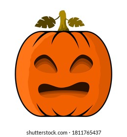 Vector illustration of Halloween Pumpkin icon isolated on white background. Orange pumpkin character for halloween celebration.