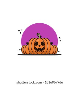 Vector illustration halloween pumpkin icon flat design. good for web, landing page, poster,card etc. vector cartoon stye