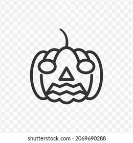 Vector illustration of halloween pumpkin icon in dark color and transparent background(png).
