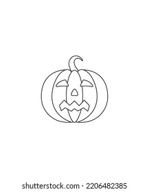 Vector illustration of Halloween Pumpkin isolated on white. Halloween pumpkin line art vector. Perfect for coloring book, textiles, icon, web, painting, children's books, t-shirt print.
