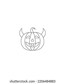 Vector illustration of Halloween Pumpkin isolated on white. Halloween pumpkin line art vector. Perfect for coloring book, textiles, icon, web, painting, children's books, t-shirt print.