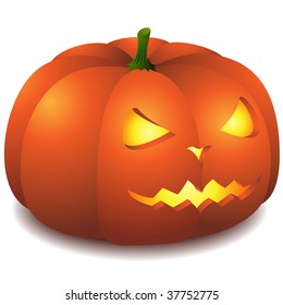 Ilustración vectorial de la calabaza de Halloween aislada en el fondo blanco.