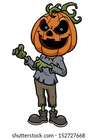 Vector illustration of Halloween pumpkin monster