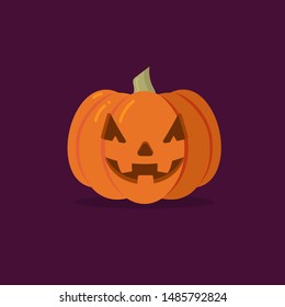 vector illustration Halloween pumpkin on dark background with scary face