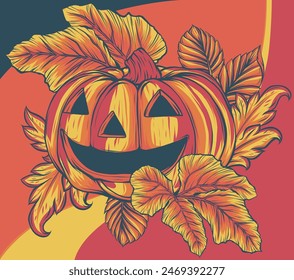 Ilustración vectorial de calabaza de Halloween sobre fondo blanco