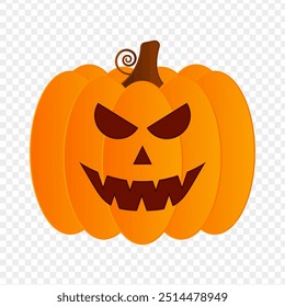 Vector illustration of Halloween pumpkin on transparent background