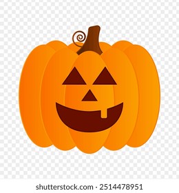 Vector illustration of Halloween pumpkin on transparent background