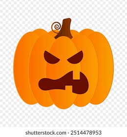 Vector illustration of Halloween pumpkin on transparent background