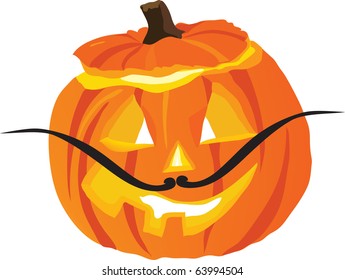 Vector illustration of halloween pumpkin on the white