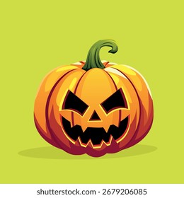 Ilustração vetorial de uma laranja de abóbora de Halloween com um vetor plano de sorriso sem fundo