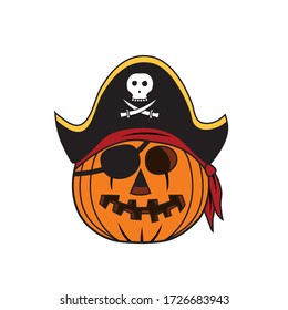 Vector illustration of a Halloween pumpkin pirate character