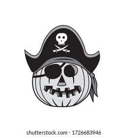 Vector illustration of a Halloween pumpkin pirate character