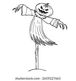 Ilustração vetorial do espantalho de abóbora de Halloween. Arte do Adobe Illustrator 