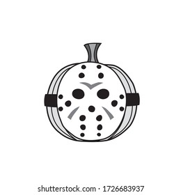 Ilustración vectorial de un personaje asesino serial de calabaza de Halloween