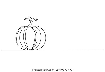 Ilustración vectorial de Halloween Calabaza Singe ilustración de arte de línea. Vector de arte de línea de calabaza de Halloween. Dibujo de línea continua de calabaza madura