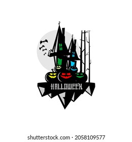 vector illustration of halloween, pumpkin village