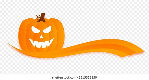 Vector illustration of Halloween pumpkin with wave pattern on transparent background