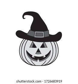 Vector illustration of a Halloween pumpkin witch character