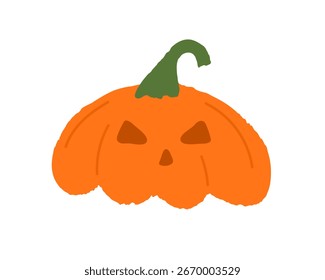 Vector illustration of Halloween pumpkin.Drawing pumpkin with torn edges,paper effect