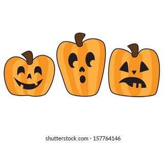 Vector Illustration of Halloween Pumpkins