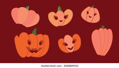 Vector illustration of Halloween pumpkins