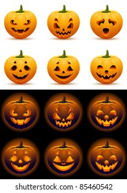 Vector illustration - Halloween pumpkins icon set