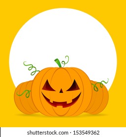 Vector illustration of Halloween pumpkins on orange background
