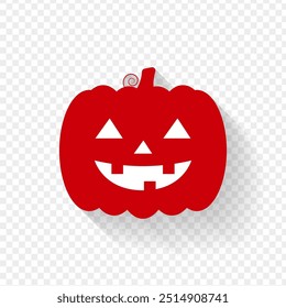 Vector illustration of Halloween red pumpkin on transparent background