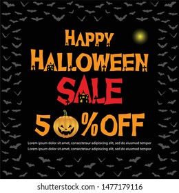 Vector Illustration for Halloween Sale Banner