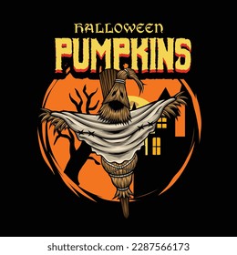 Vector illustration of halloween scarecrow